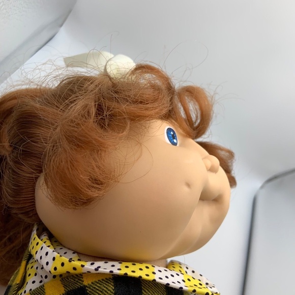 Vintage Cabbage Patch Kids Red Head & Blue Eyed Girl Original Plaid Outfit - Picture 9 of 16
